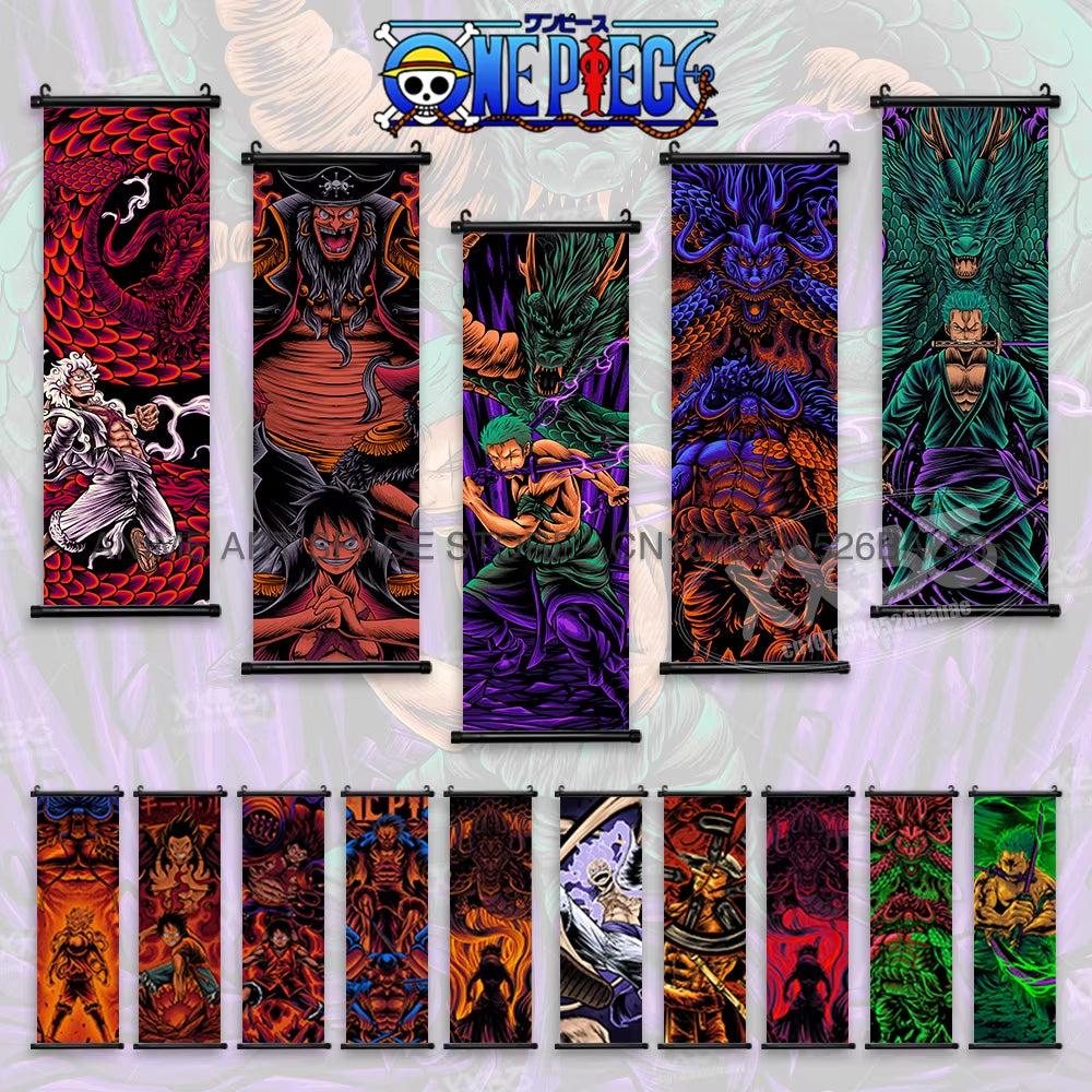 ONE PIECE Hanging Painting Anime Poster Zoro Canvas Scrolls Picture Luffy Gear 5 Home Decoration Movie Theater Kaidou Wall Art