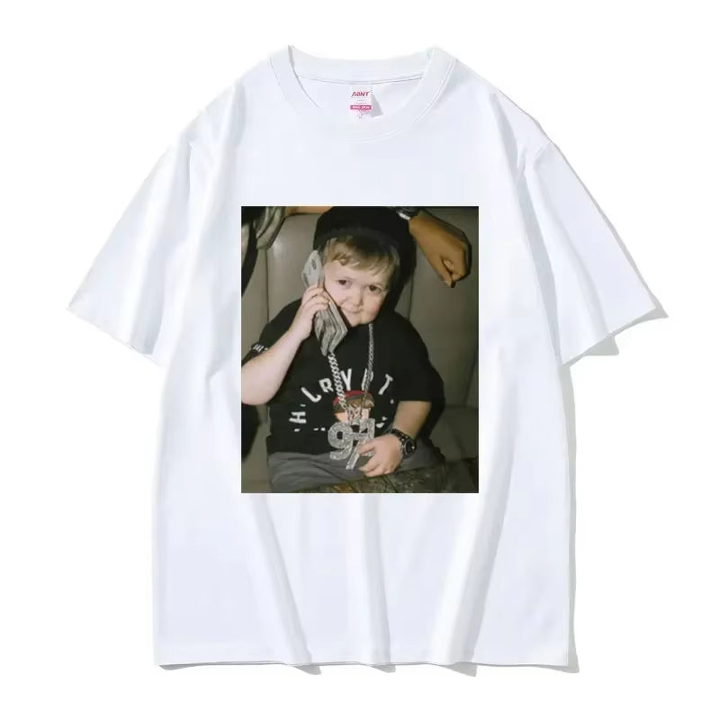 Hasbulla Fighting Meme T Shirts Mini Khabib Blogger Printed T-Shirt Summer Fashion Casual Oversized T-Shirts Cotton Streetwear