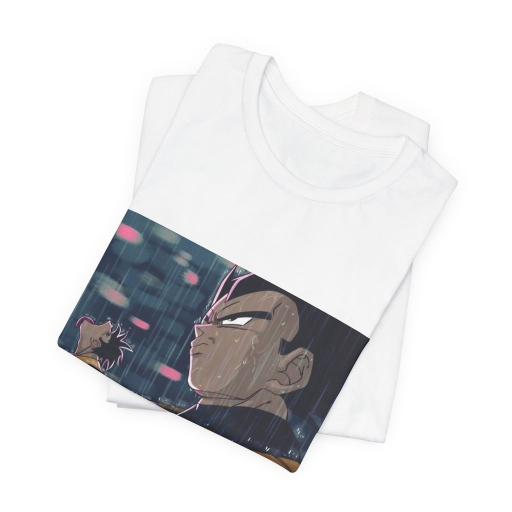 Anime Character Rain Scene T‑Shirt — Dramatic Nighttime Print