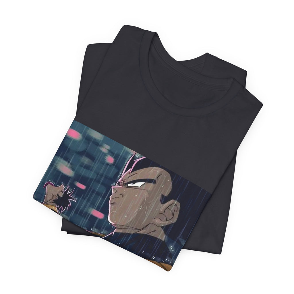 Anime Character Rain Scene T‑Shirt — Dramatic Nighttime Print