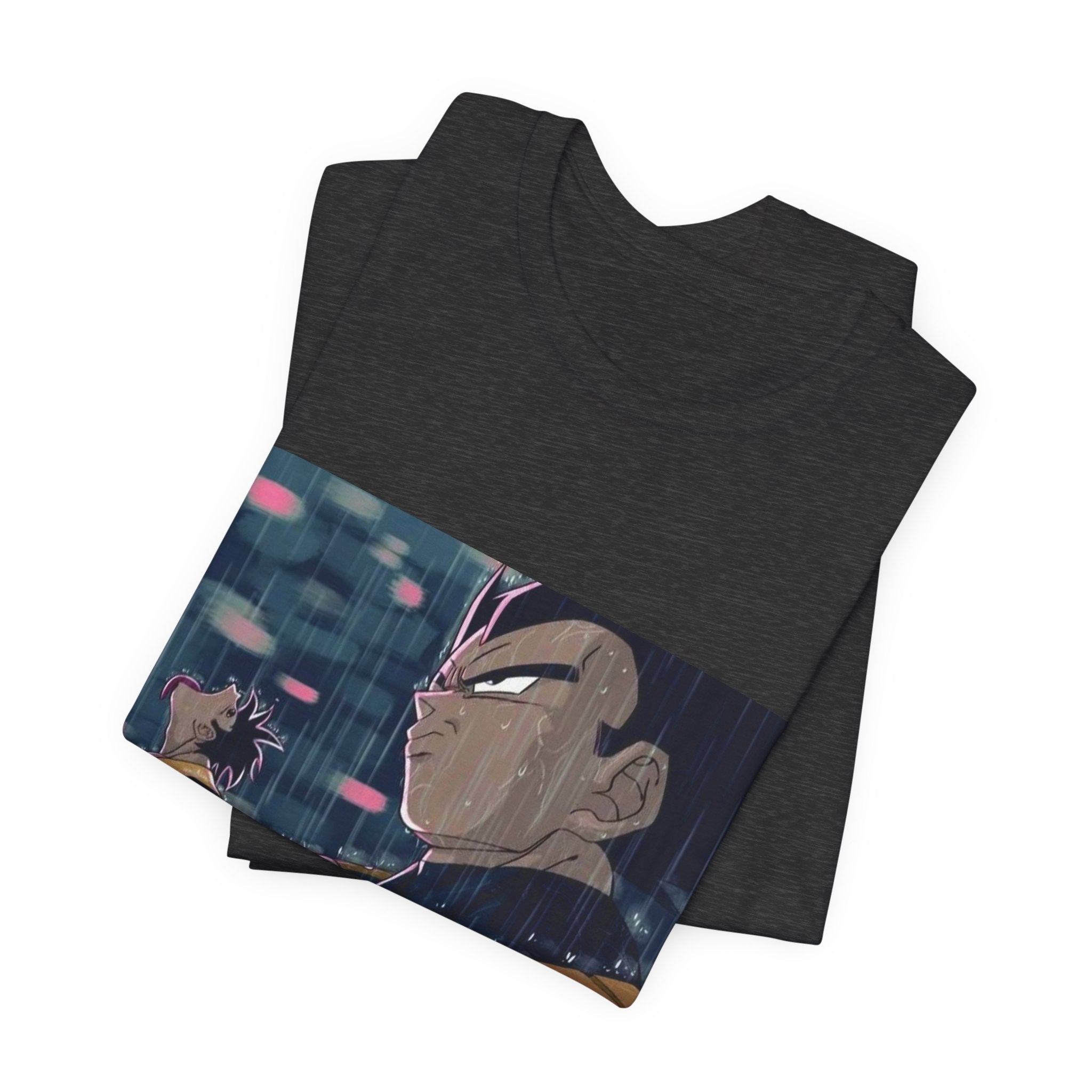 Anime Character Rain Scene T‑Shirt — Dramatic Nighttime Print