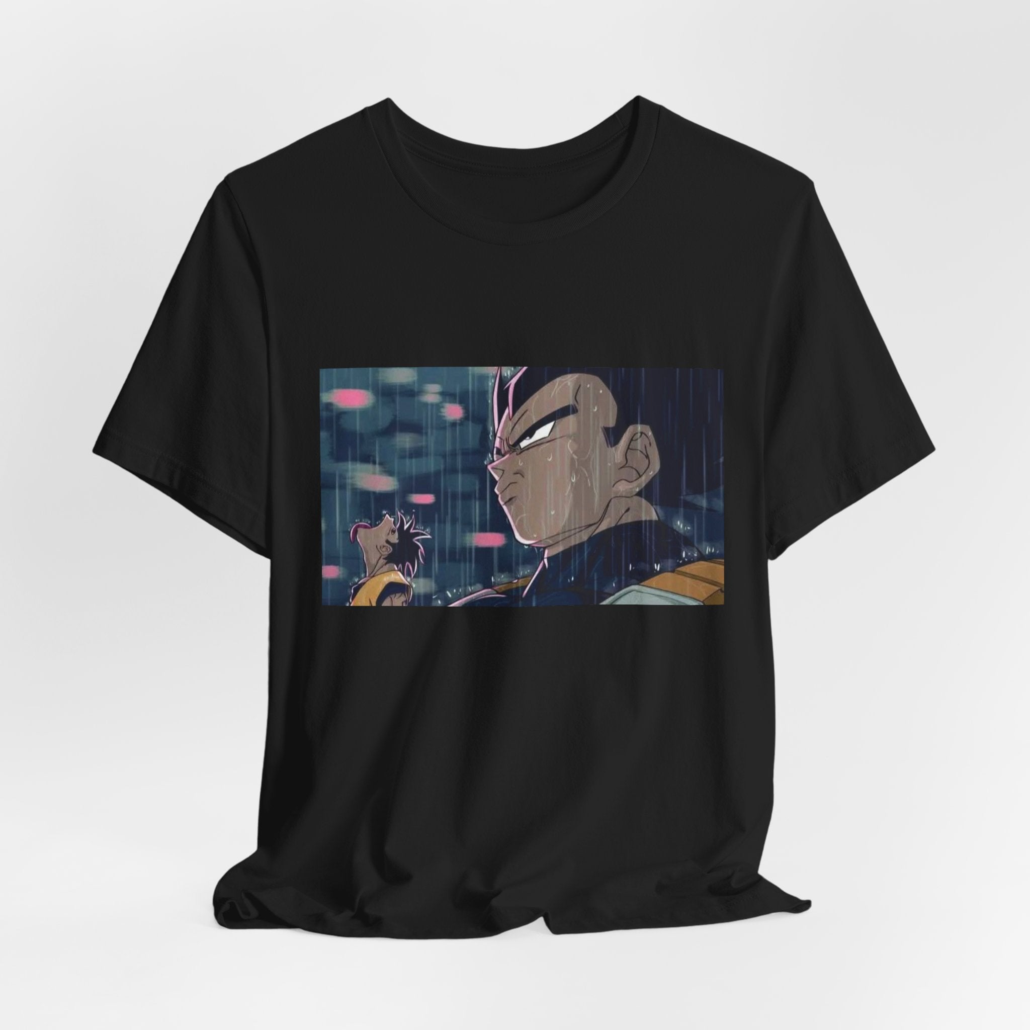 Anime Character Rain Scene T‑Shirt — Dramatic Nighttime Print