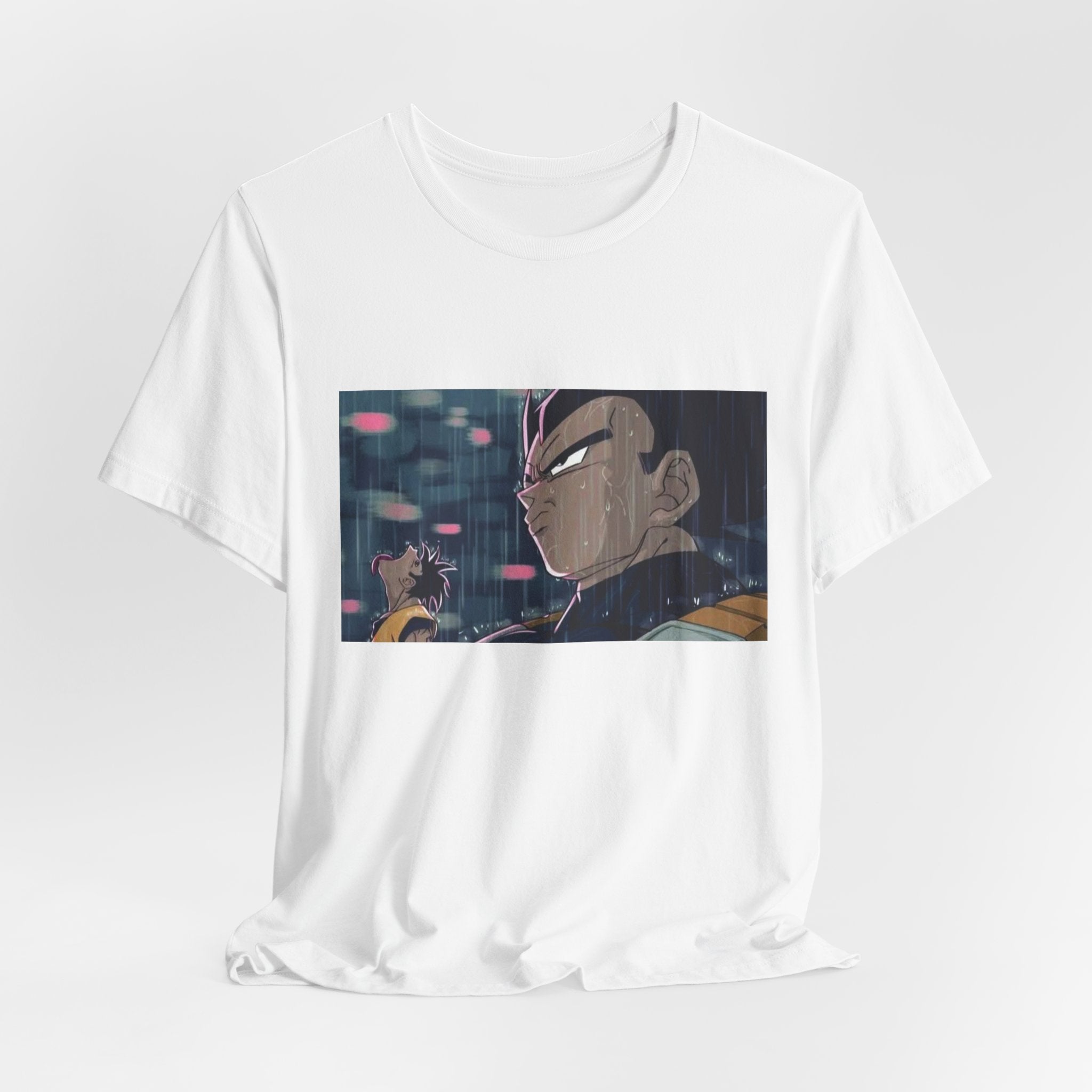 Anime Character Rain Scene T‑Shirt — Dramatic Nighttime Print