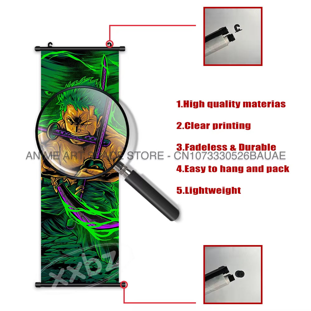 ONE PIECE Hanging Painting Anime Poster Zoro Canvas Scrolls Picture Luffy Gear 5 Home Decoration Movie Theater Kaidou Wall Art