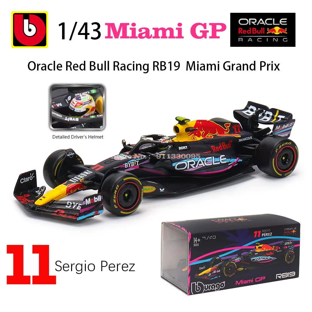 1:43 2024 RB20 F1 Red Bull Racing TAG Heuer 2023 RB19 Miami #1 Verstappen #11 Perez Alloy Car Die Cast Model Toy