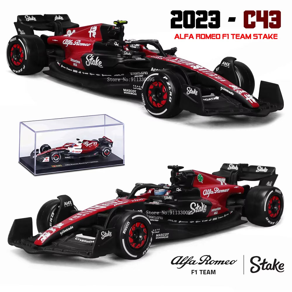 1:43 F1 2023 24# Zhou Guanyu Alfa Romeo F1 Team Stake C43 77# Valtteri Bottas Alloy Car Die Cast Car Model Competition