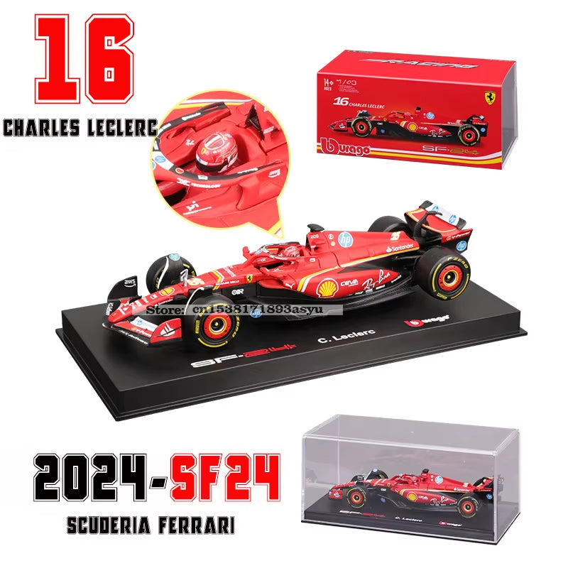 1:43 2024 2023 F1 Scuderia Ferrari SF24 SF23 #16 Lecler #55 Sainz Jr Alloy Luxury Car Die Cast Car Model Toy Series