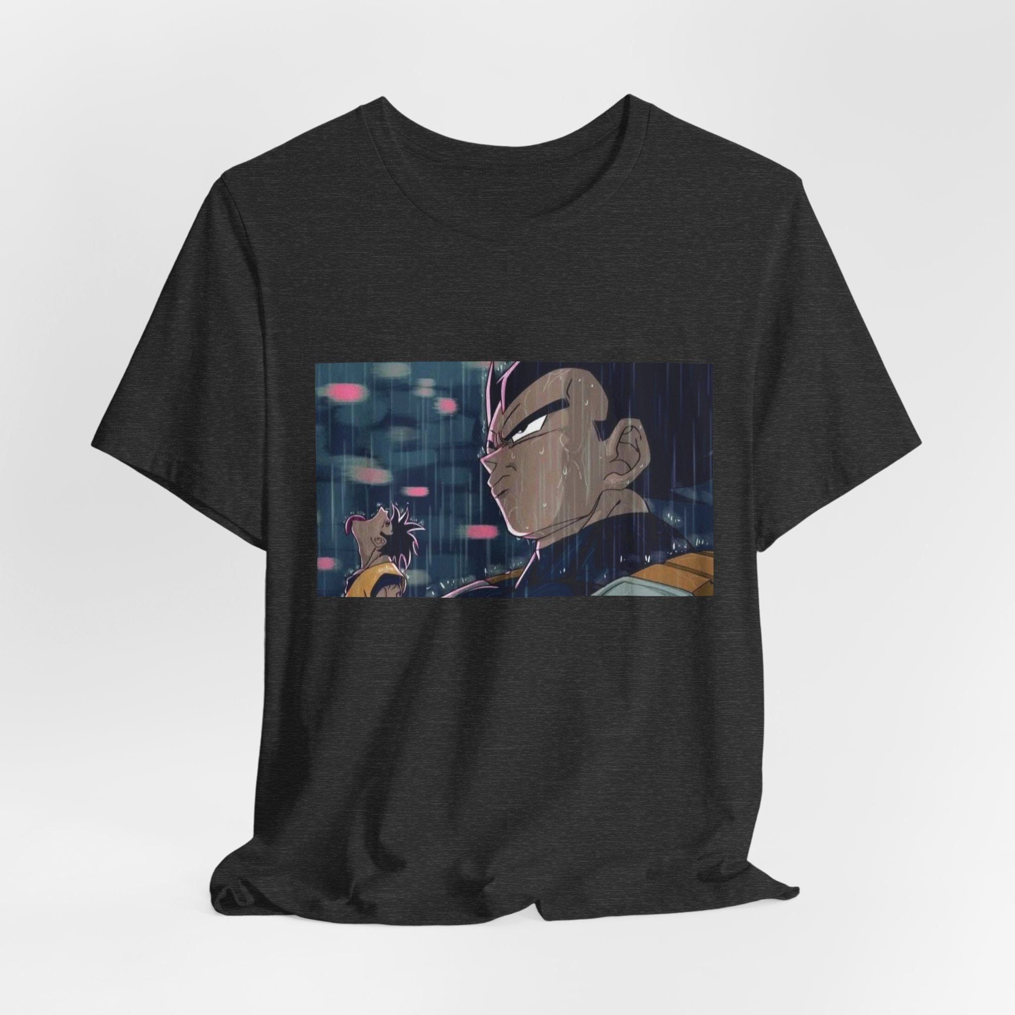 Anime Character Rain Scene T‑Shirt — Dramatic Nighttime Print