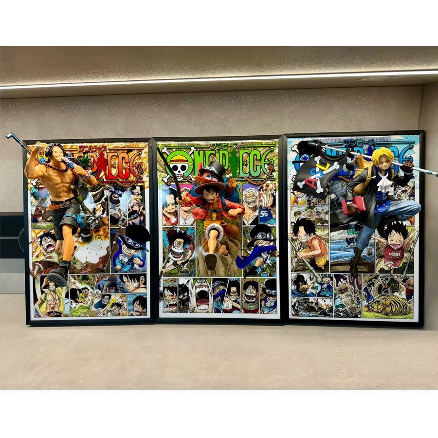 21*30CM One Piece Luffy Sabo Ace Anime Figure Art Poster Painting Wall Art Retro Posters Decorative Paintings for Home