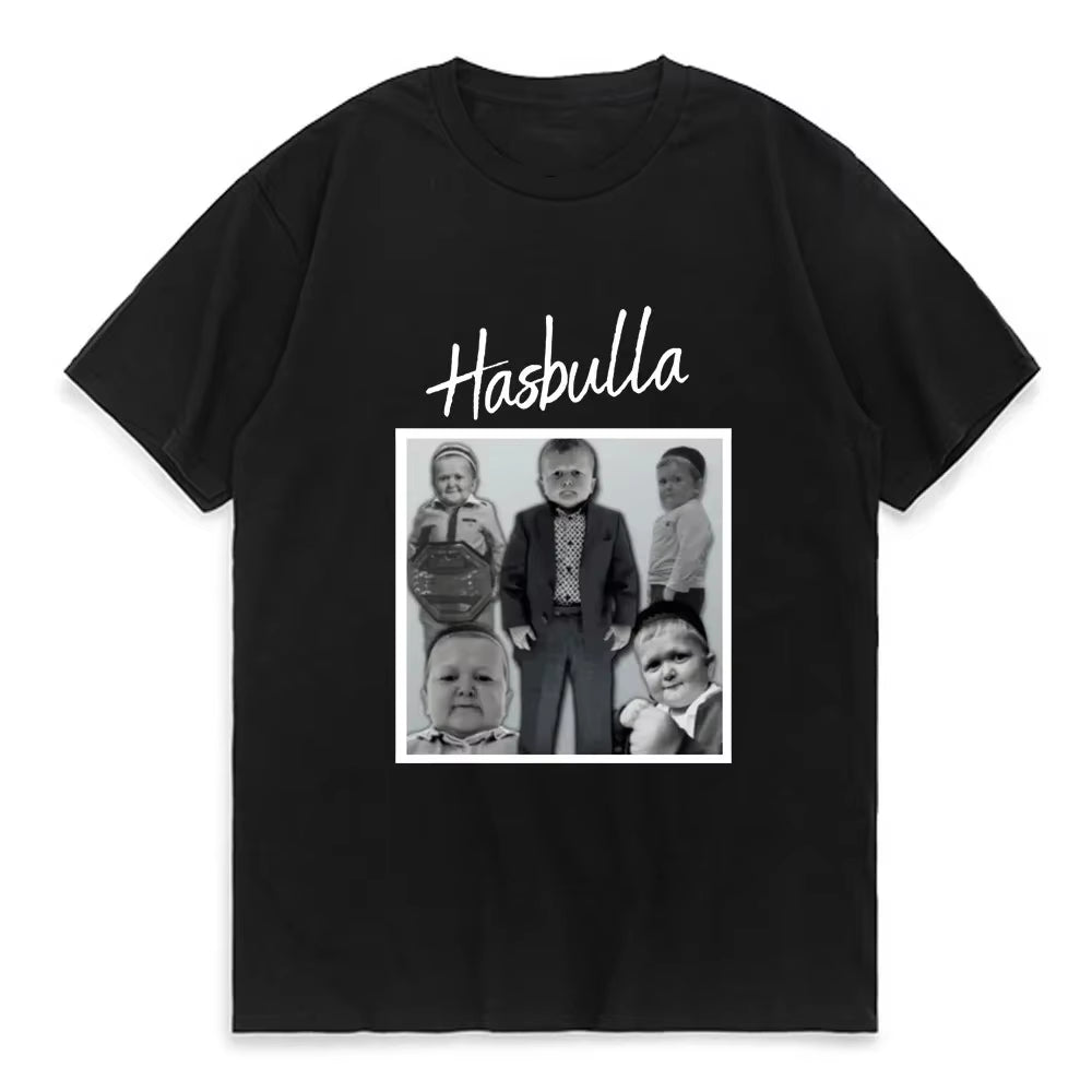 Hasbulla Fighting Meme T Shirts Mini Khabib Blogger Printed T-Shirt Summer Fashion Casual Oversized T-Shirts Cotton Streetwear