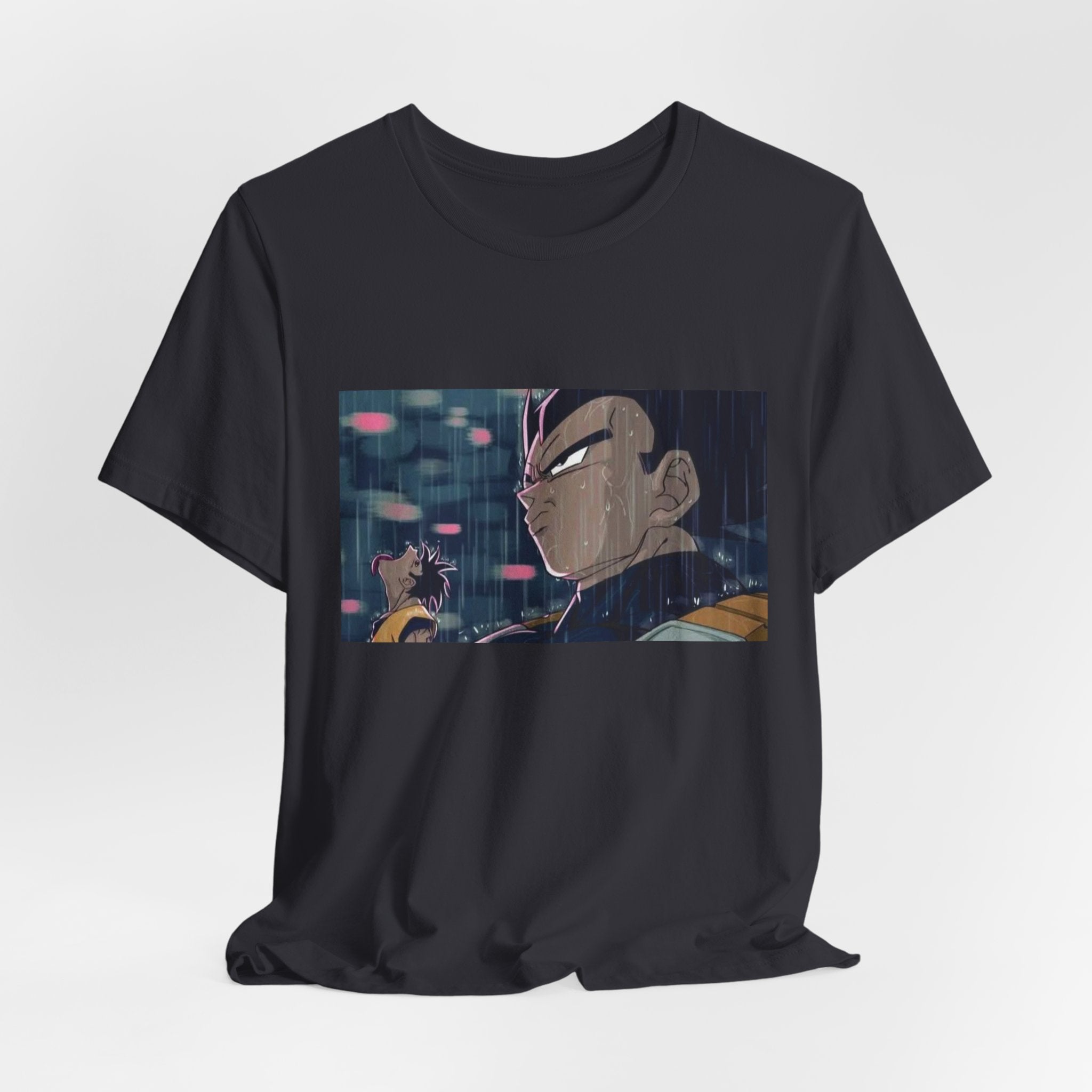 Anime Character Rain Scene T‑Shirt — Dramatic Nighttime Print