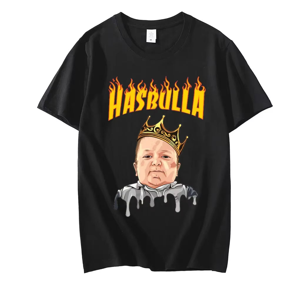 Hasbulla Fighting Meme T Shirts Mini Khabib Blogger Printed T-Shirt Summer Fashion Casual Oversized T-Shirts Cotton Streetwear