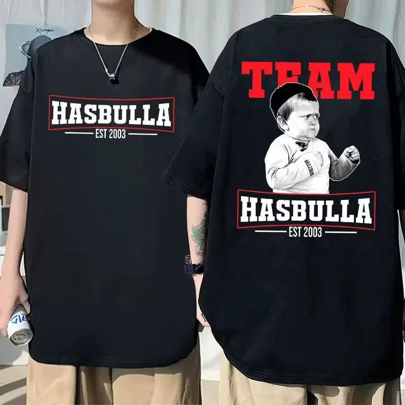 Hasbulla Fighting Meme T Shirts Mini Khabib Blogger Printed T-Shirt Summer Fashion Casual Oversized T-Shirts Cotton Streetwear