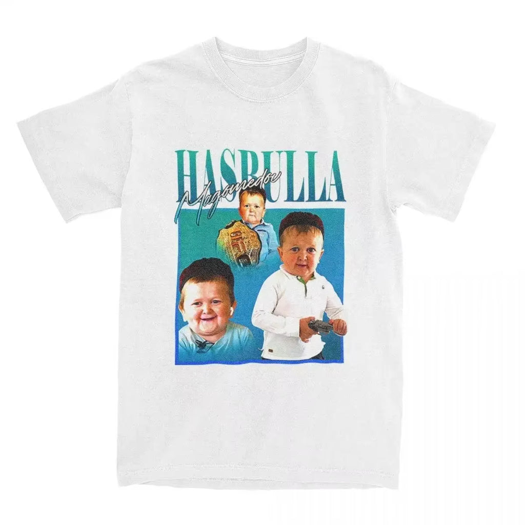 Hasbulla Fighting Meme T Shirts Mini Khabib Blogger Printed T-Shirt Summer Fashion Casual Oversized T-Shirts Cotton Streetwear