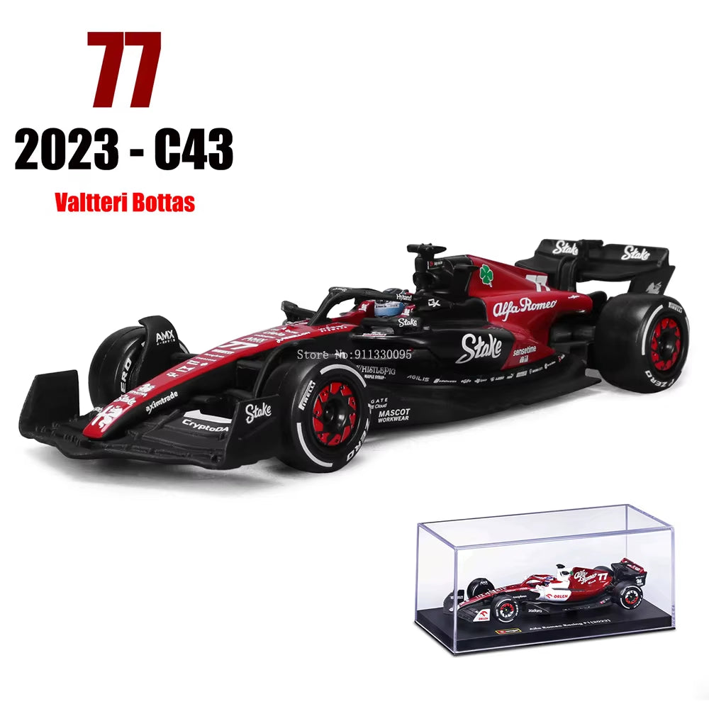 1:43 F1 2023 24# Zhou Guanyu Alfa Romeo F1 Team Stake C43 77# Valtteri Bottas Alloy Car Die Cast Car Model Competition
