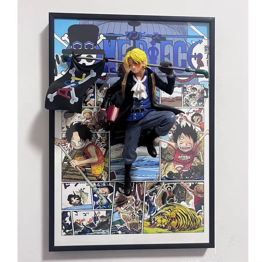 21*30CM One Piece Luffy Sabo Ace Anime Figure Art Poster Painting Wall Art Retro Posters Decorative Paintings for Home