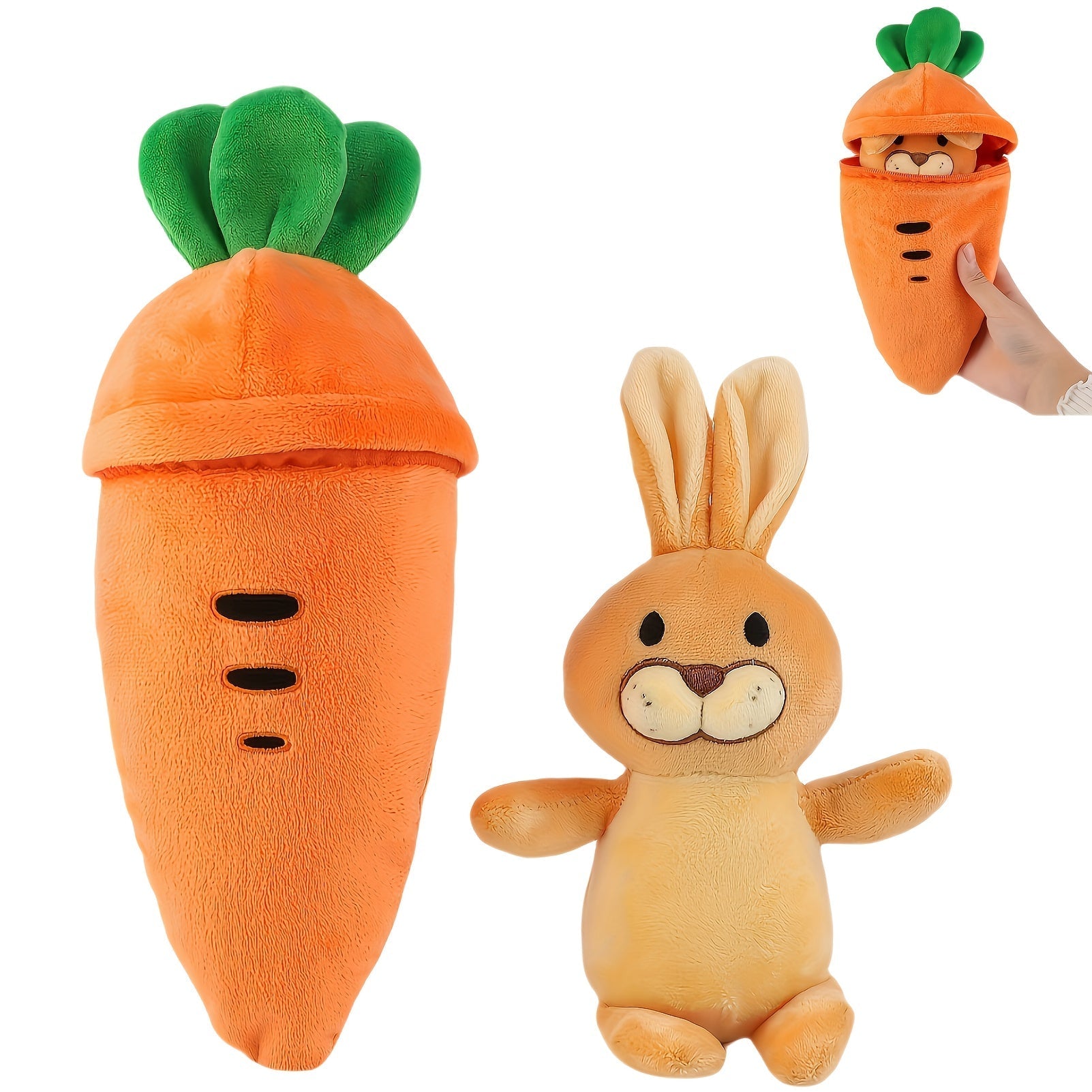 Easter Bunny Plush Toy with Carrot Hideaway