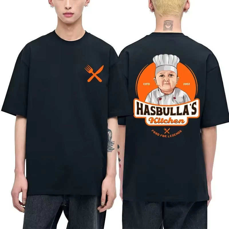 Hasbulla Fighting Meme T Shirts Mini Khabib Blogger Printed T-Shirt Summer Fashion Casual Oversized T-Shirts Cotton Streetwear