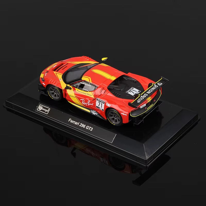 1:43 Ferrari 296 GT3 Car Model Alloy Supercar Die Cast Vehicles Toy Die-Cast Voiture Gift Collection