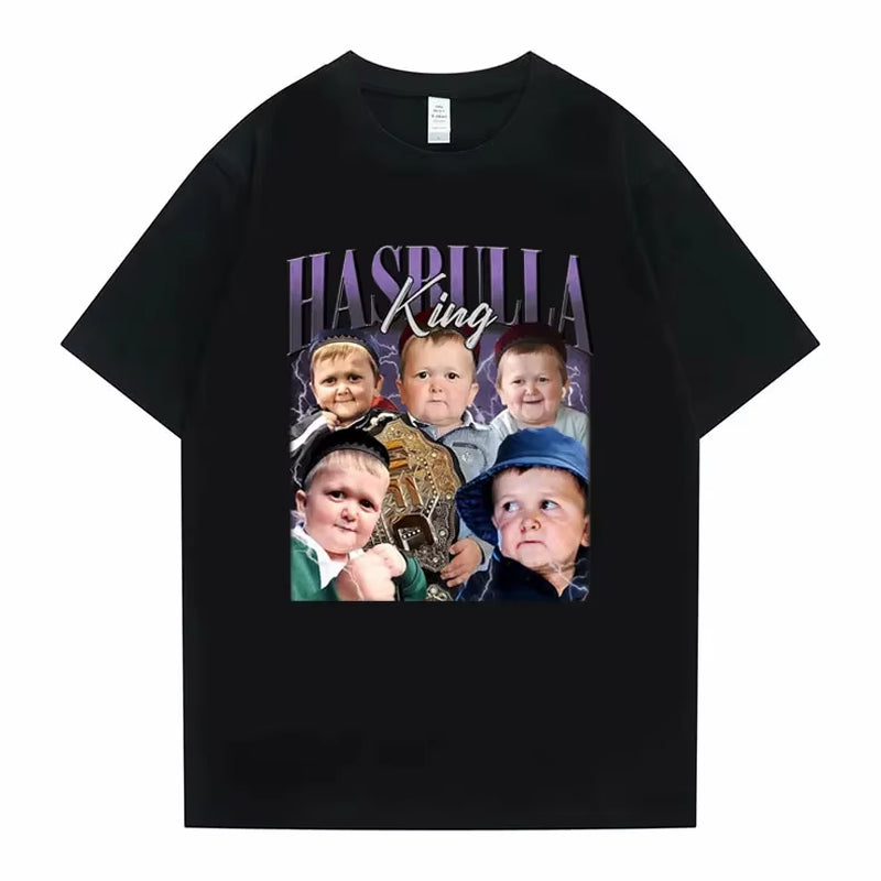 Hasbulla Fighting Meme T Shirts Mini Khabib Blogger Printed T-Shirt Summer Fashion Casual Oversized T-Shirts Cotton Streetwear